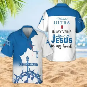 Jesus Cross Hawaiian Shirt Michelob Ultra In My Veins Jesus In My Heart Unisex Casual Summer Beach Streetwear Loose Breathable Cool Shirt Gift For Christian Men Women