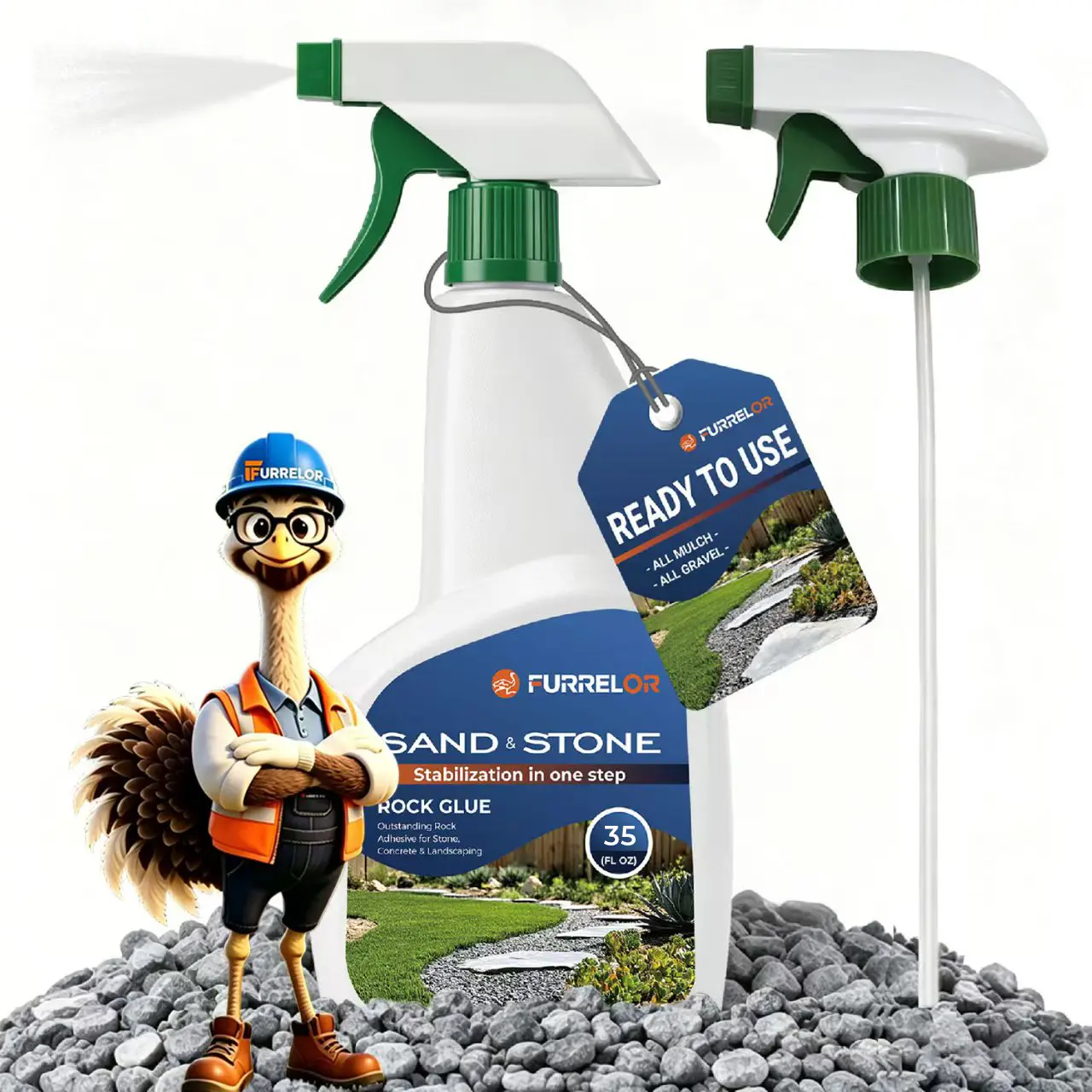 Rock Glue Spray，Mulch & Rock Glue for Landscaping，Fast-Drying Strong Hold for Mulch, Gravel & Rocks,Low Odor，Weather-Pets Safe，Pea Gravel, Stones（27oz）