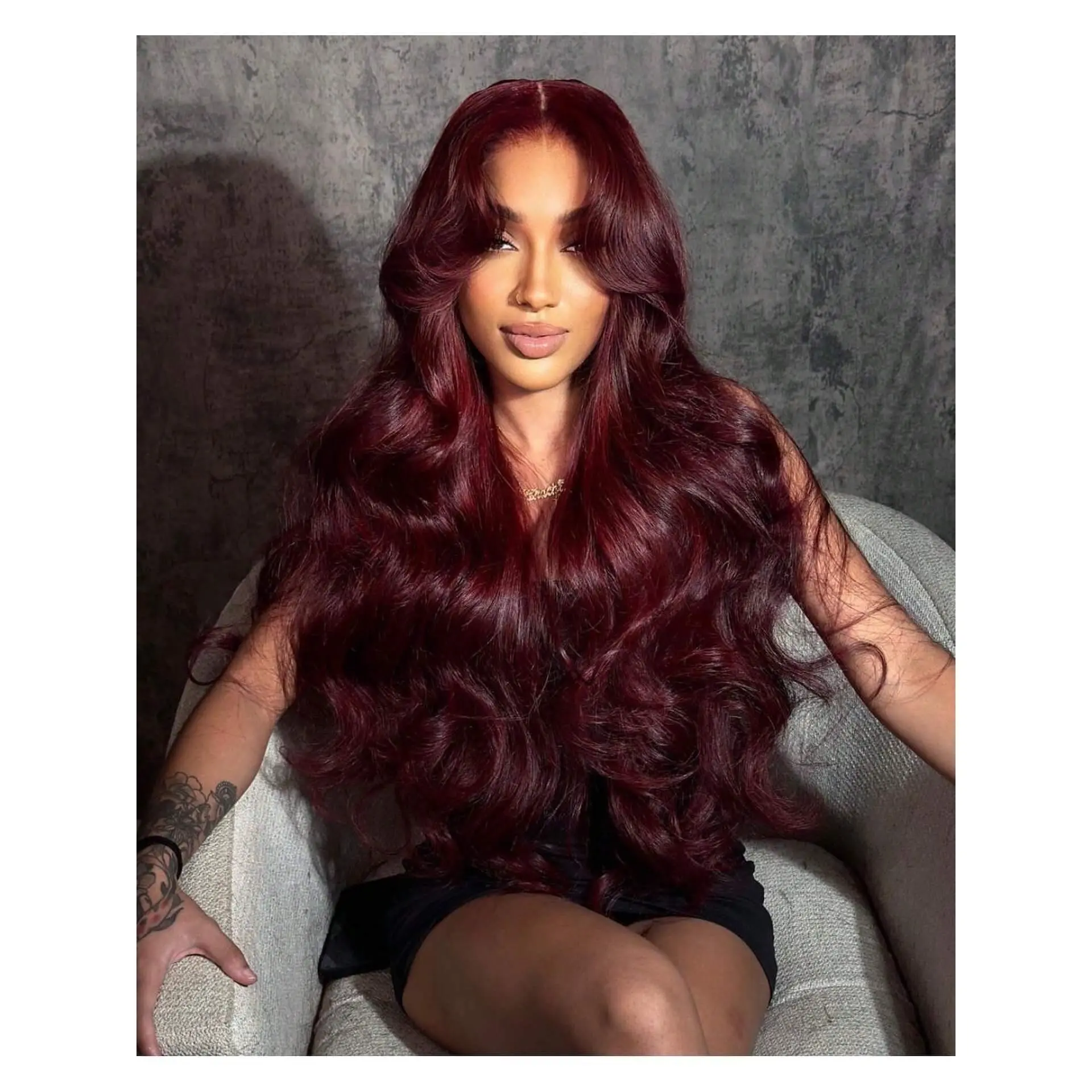 Full Ends And Soft 250 Density Lace Front Wigs Human Hair 13x4 Body Wave Human Hair Wig Pre Plucked Glueless Wine Red Wig HD Lace Frontal Human Hair Wigs For Women Wedding Party Christmas Mother's Day Valentine's Day Daily Use