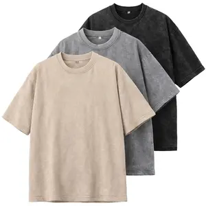 3 Pack Unisex Y2K Acid Wash Cotton T-Shirts Loose Fit Crewneck Short Sleeve Plain Casual Summer Basic Tops
