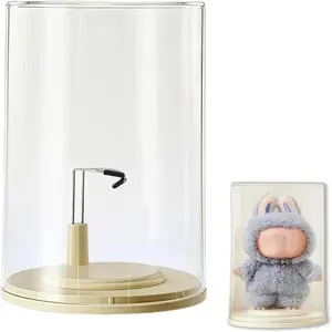 Rotating Display Case with Metal Clips & Flexible Arms,Clear Figure Display Case with Dust Proof Cover,for 17/15cm Plush Dolls&Gundam HG/RG/SD 1/144 Scale, Stackable Holder UV-Resistant Display Shelf for Collectibles, acrylic organizers NO Dolls