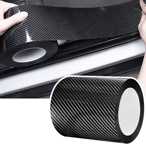 Car Door Edge Guards Carbon Fiber Wrap Film Door Sill Protection Fits Most Cars (In x Ft, Black)