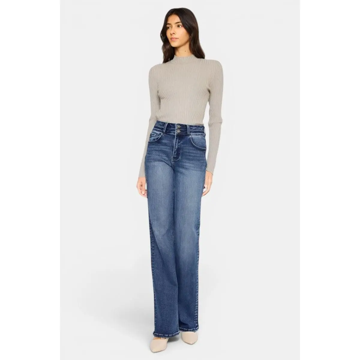 Kancan - Onyx Ultra High-Rise Holly Flare Jeans (34" Extra Long Inseam) - KC20020, Denim, Spandex