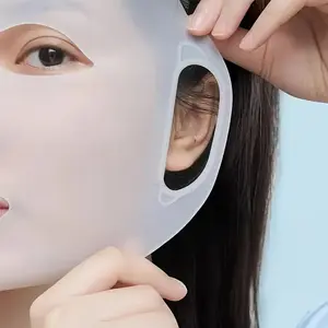 Silicone Single Face Mask with Ear Loop Strap, Reusable Wet Press Facial Beauty Mask for Nose Cheeks Lips, Zero Oil, No Battery Needed, Elegant Design