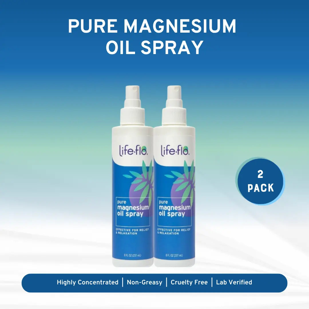 Life-flo Pure Magnesium Oil Spray 8oz 2-Pack — Daily Magnesium Routine — 60-Day Supply