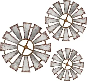 3 Pcs Wood Windmill Wall Decor Farmhouse Hanging Decoration Wooden Windmill Kitchen Decor Rustic Decor Living Room Sculpture Art for Bedroom Nursery Home Decor(Farmhouse)