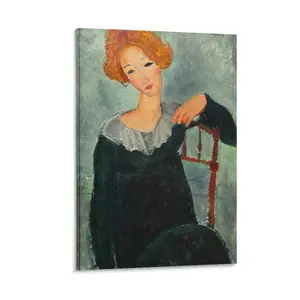 Modiglianis Woman with Red Hair 1917 Poster Wall Art. Famous Art Print. Adds A Touch of Elegance And Artistry to Your Home. Canvas Poster Bedroom Decor Sports Landscape Office Room Decor Gift Frames Ornaments Artistic Decoration Photo Frame-.