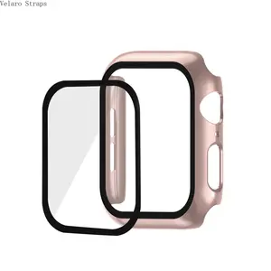 All-Inclusive 2-in-1 Anti-Drop PC + Tempered Glass Case for Apple Watch Series 4-11/SE, Full Coverage Protective Cover 38/40/41/42/44/45/46mm, OPP Bag Packaging