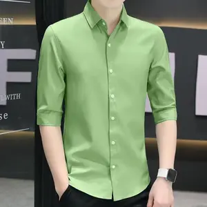 Men's Linen Blend Half Sleeve Shirt – Slim Fit Summer Casual Button-Up Shirt