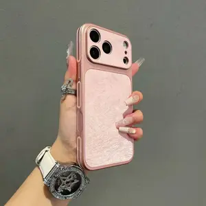 Premium Feather Yarn Textured Phone Case For iPhone 17 Pro Max 16 Pro 15 14 13 Promax Large Window Shockproof Full-Body Protection Smartphone Protective Cover With Unique Creative Design