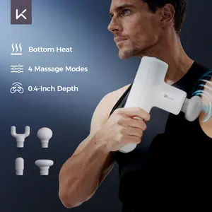 【Best Gift】KEEP Mini Massage Gun, Massage Gun with Heat Deep Tissue, Back Massager Neck Massager for Pain Relief,Muscle Percussion Massage Gun, Birthday Gifts for Men Women Dad him Handheld Message Gun with 4 Heads