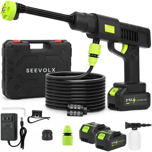 SEEVOLX 21V Cordless Pressure Washer - 990PSI Max, 6-in-1 Nozzle, 2 Batteries, Portable Power Cleaner for Car, Patio & Garden