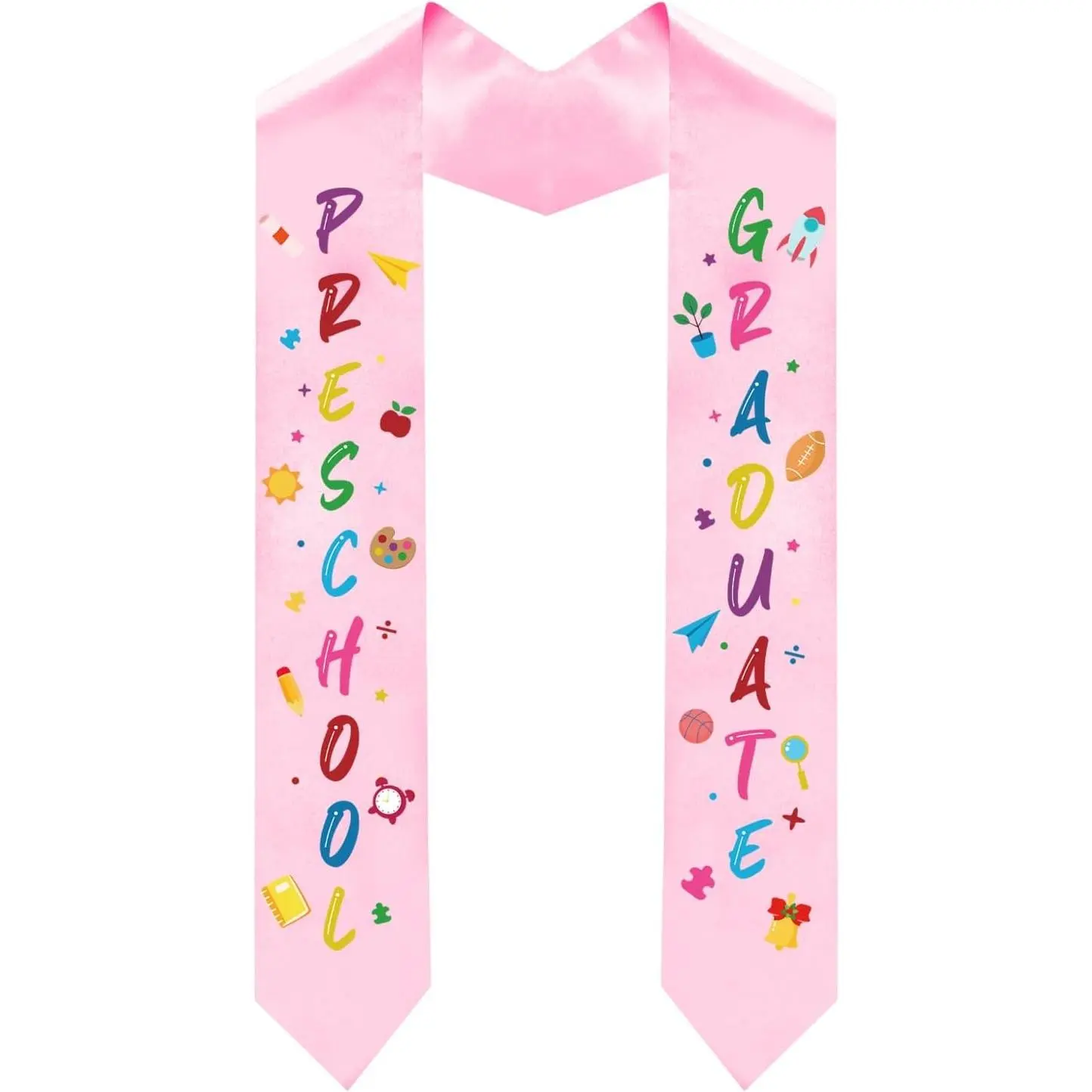 Unisex Kindergarten Preschool Graduation Stole 2026 Printed Graduation Sash with Colorful Word