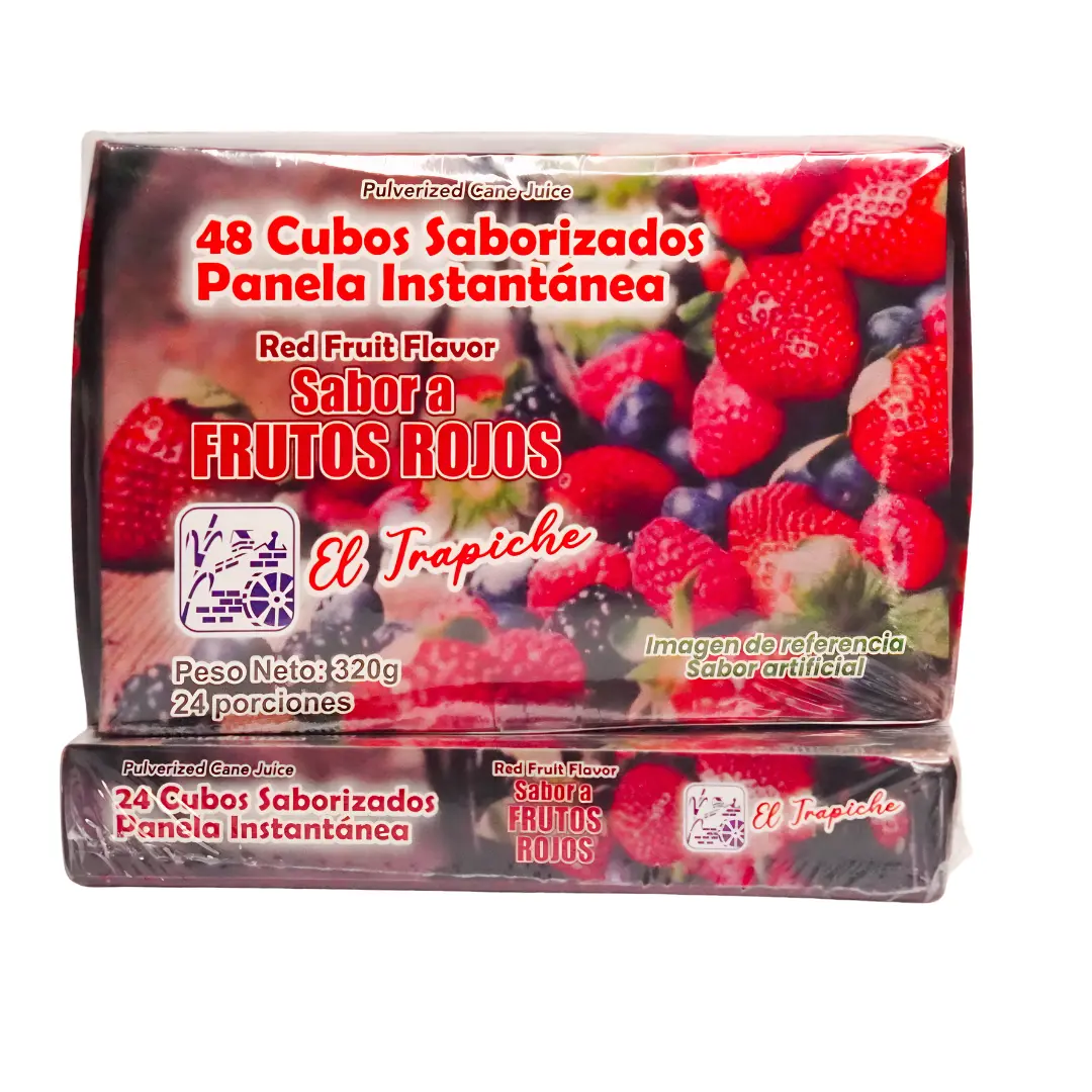 El Trapiche Panela Cubes Red Fruits Flavor 48 Count (320g / 11.29 oz) – Unrefined Cane Sugar Cubes – Imported from Colombia