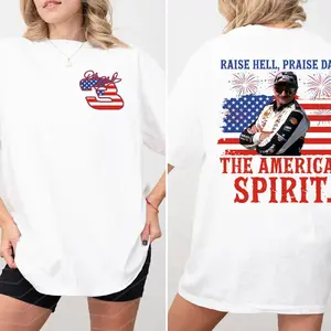 Raise Hell Praise Dale The American Spirit T-Shirt, Dale Earnhardt 4th Of July Tshirt, Unisex Nascar Sweatshirt, Vintage Racing Graphic Tee, Gif For Men And Women