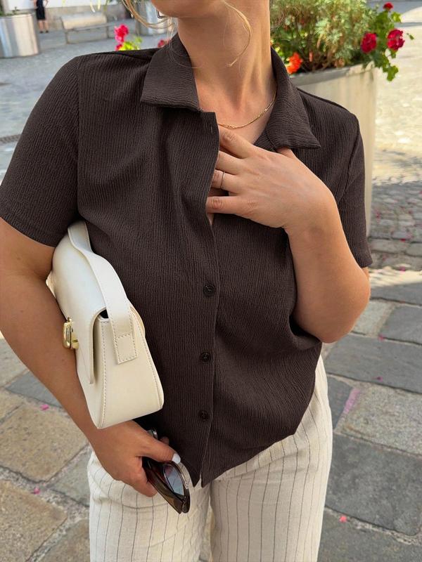 Women's Casual Vintage Textured V-Neck Summer Short Sleeve T-Shirt, Versatile Fit, Perfect for Everyday Wear, Stylish and Comfortable