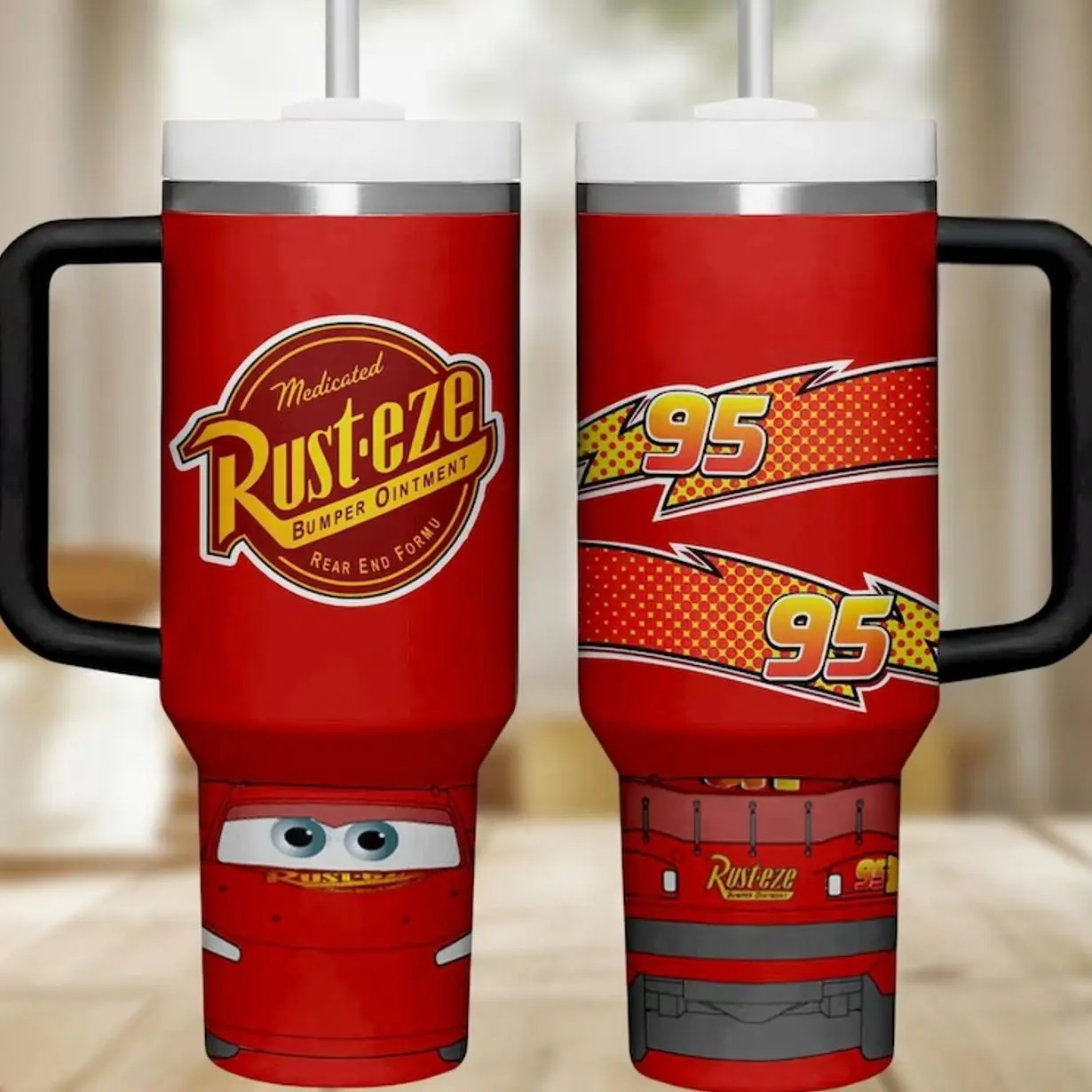 [MADE IN US] Vacuum Insulated Tumbler McQueen with Lid and Straw - Stainless Steel Travel Coffee Mug Double Wall Hot & Cold Drink Cup Leakproof Portable