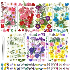 190 PCs Resin Dry Embossing, Real Resin Dry Embossing Butterfly Sticker DIY Art Tweezers Crafts Decoration Candle Jewelry Nail Crafts