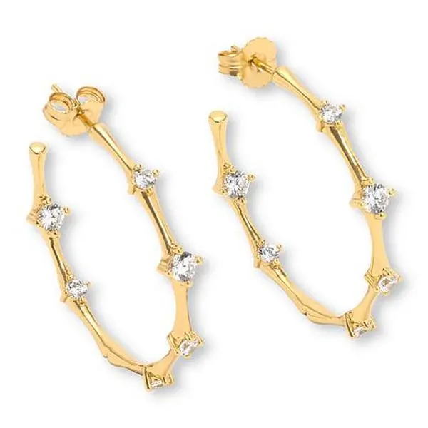 Radiance by Absolute™ 2.95ctw 1.5" Bamboo Hoop Earrings