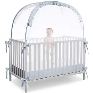 Baby Crib Tent Breathable Pop Up Crib Canopy Keep Baby Safe from Climbing Out 55.2" L x 27.6" W x 51.6" H Crib Netting Safety Tent for Toddlers