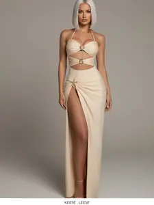 Women's Solid Color Swimsuit & Cover Up Dress Set, Casual Fashion Swimwear Set for Beach Holiday Vacation, Ladies Swimsuit for All Seasons