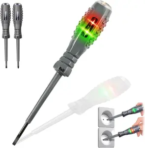 2-in-1 High Torque Strong Magnetic Flathead Screwdriver Electricity Detector Electric Non-Contact Voltage Tester Pen Electrical Current Power Circuit Live Wire Electrician Tester (F+P)