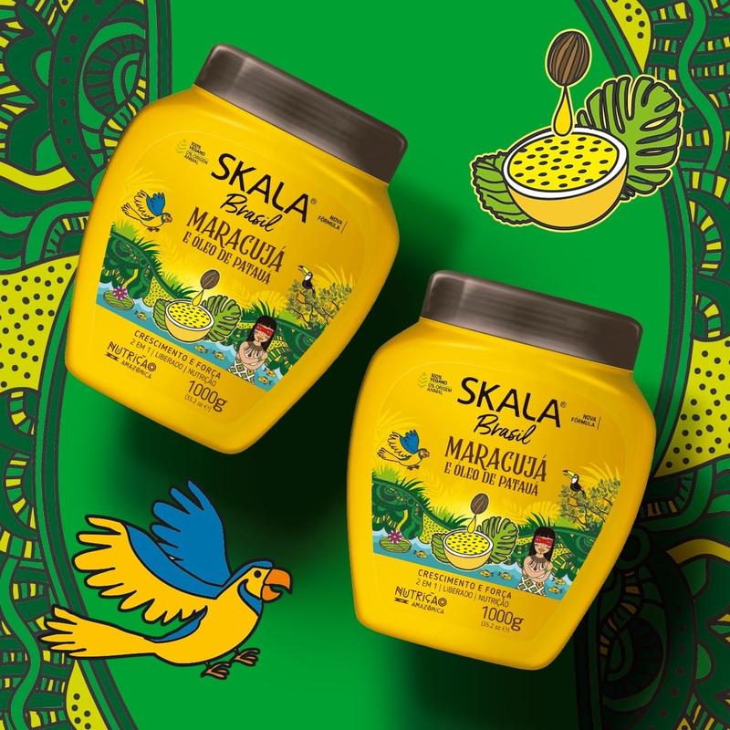 Skala Brasil Expert Viral Brazilian Hair Care Kit Maracujá & Patauá Oil Shampoo Conditioner 250ml Each Passion Fruit Hair Cream 35.2 oz Nourishing Cleanser Set Haircare