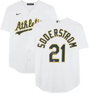 Tyler Soderstrom Athletics Autographed White Nike Replica Jersey - Fanatics Authentic Certified