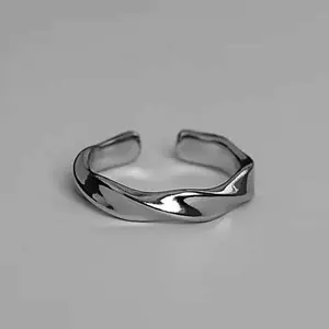 Silver Mobius ring men's ring open adjustable ring men's daily wear gift
