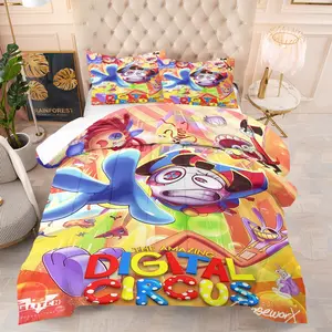 The Amazing Digital Circus Quilt Set,Including 1 Quilt and 1 or 2 Pillowcases without Pillows,Suitable as a Gift for Children,Teenagers,and Adults,Soft and Warm Bedroom Decoration