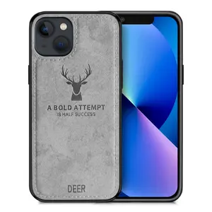 212 MAIN Alpha Digital IP13-DEER-W Shockproof Rubber Fabric Phone Case, Cloth-Lined Handheld Protection Accessory for iPhone 13, Gray Smartphone Accessories
