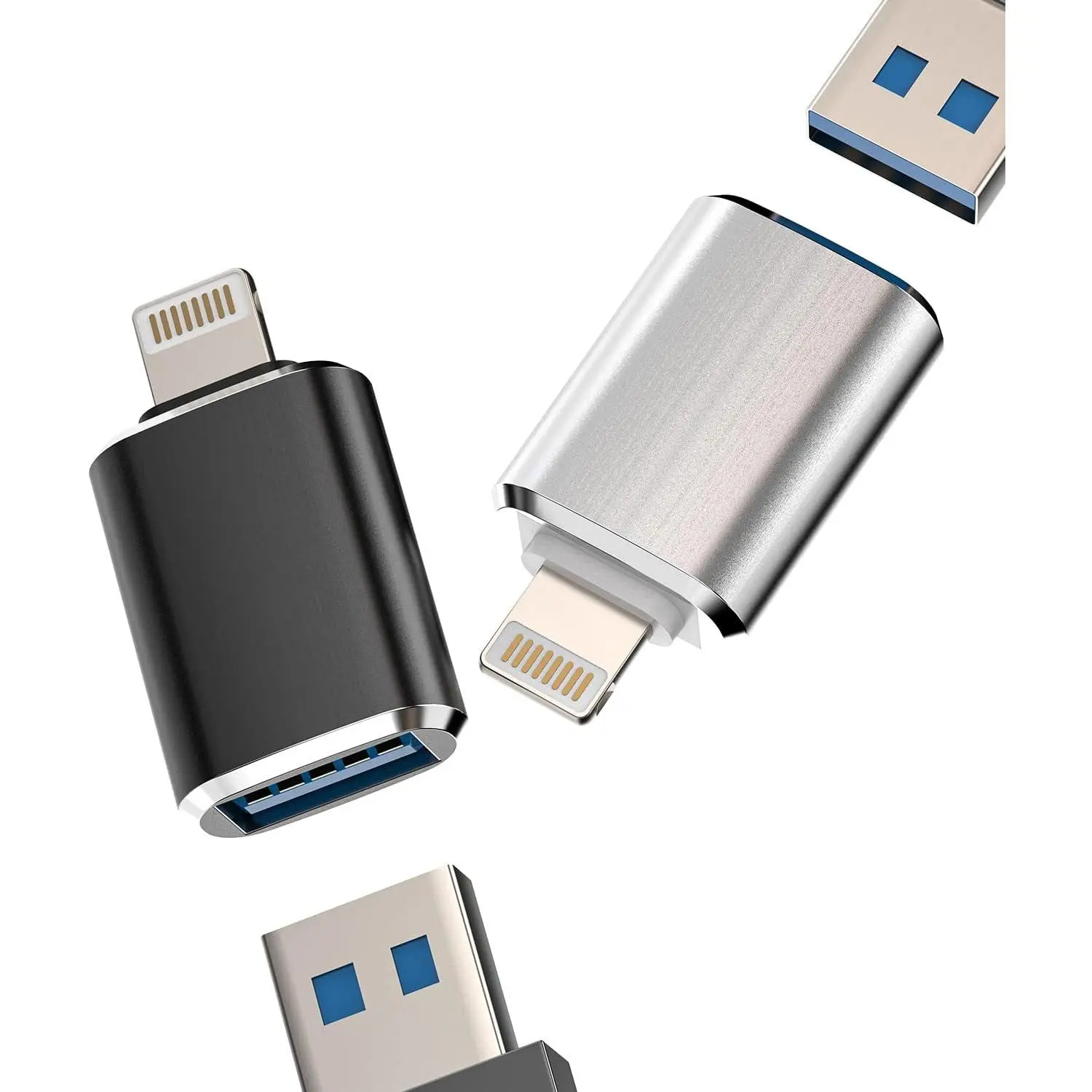 OTG Adapter(2Pack)USB Female to Lightning Male Dongle for 14 13 11 12 Pro Max Xr X Xs 8 7 Se Plus Camera Card Reader USB Flash Drive  Keyboard Hub MIDI Piano Converter U Disk  iPadAir