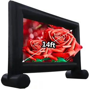 14FT Inflatable Projector Screen - Blow Up Movie Screen Support for Outdoor Barbecue, Pool Party, and Backyard Movie Night - Audio