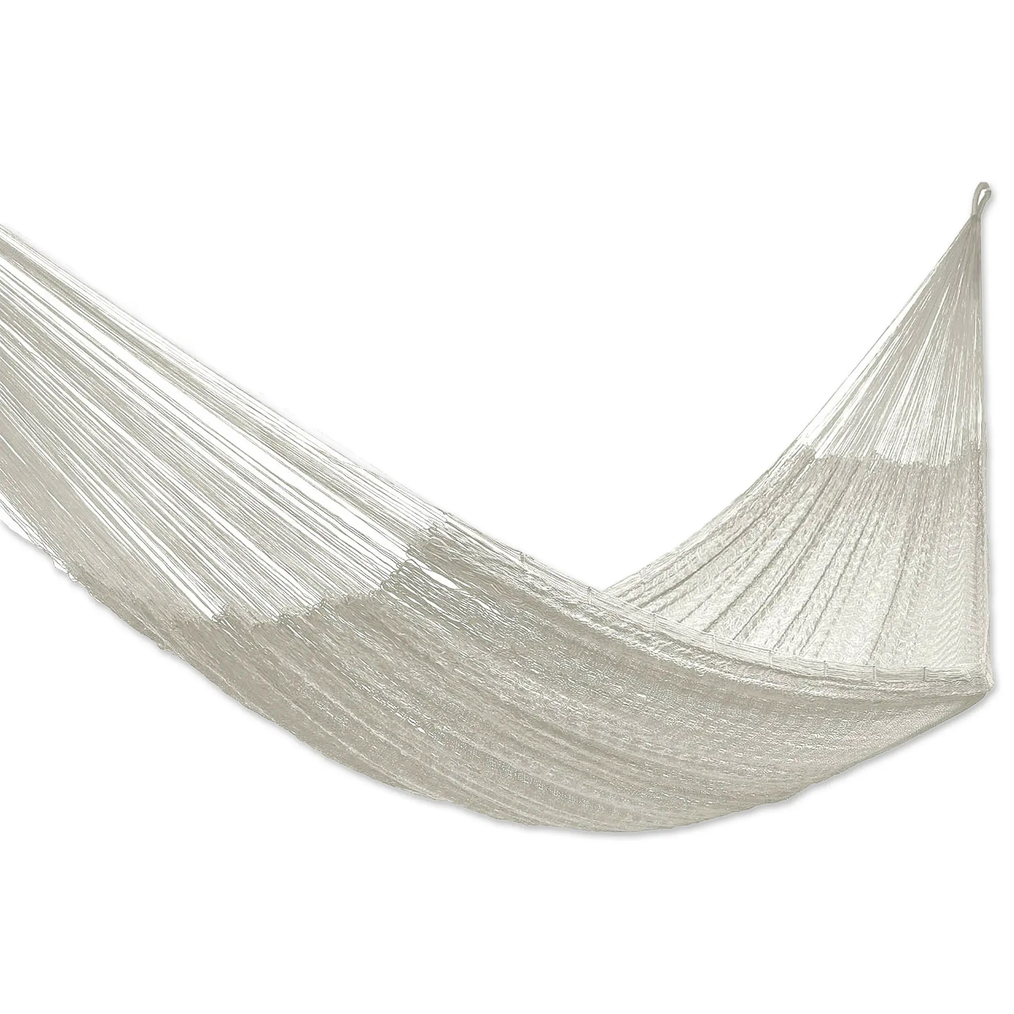 Novica Artisan Natural Comfort Cotton Hammock, Handcrafted Ivory And White Solid Mayan Rope Style, Mexico | Bed 78 L X 70 W, Total 158 L