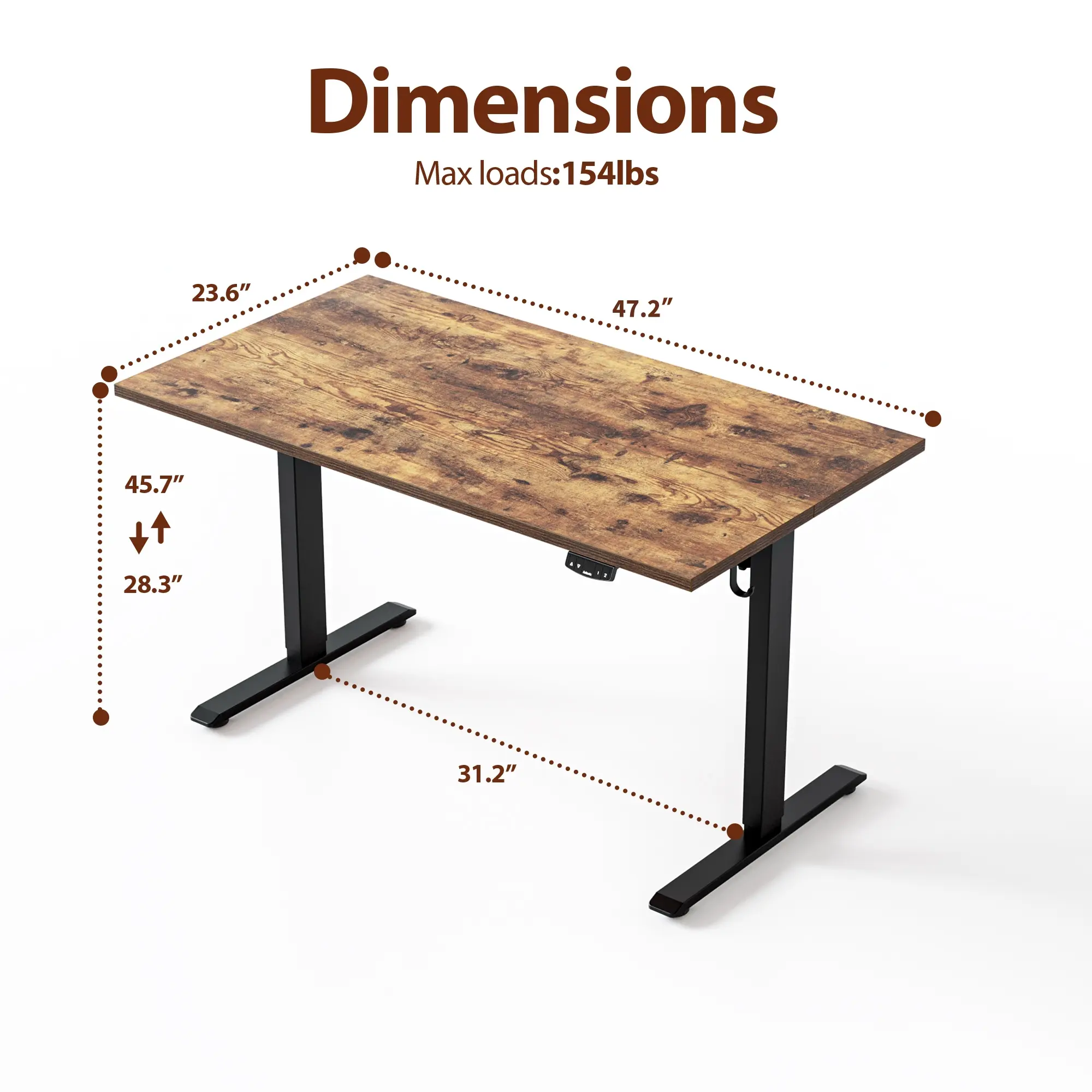 47.2 x 23.6" Rustic Brown