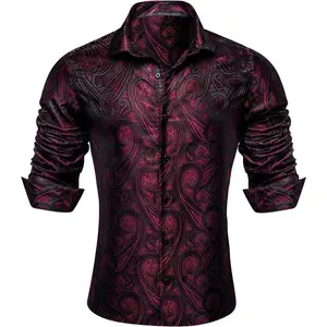 Men’s Western Silk Paisley Long-Sleeve Button-Down Dress Shirt — Mexican Designer Cowboy Style, for Parties & Casual Wear