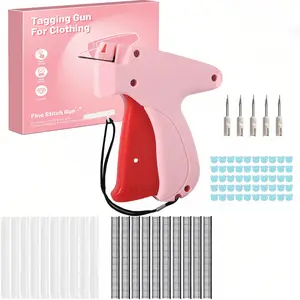 Quick Clothing Repair Kit, 1 set, including 1 handheld tag gun, 6 needles and 2000 plastic fasteners, 50 glow buttons, retail hang tag fabric clothing label sewing tool kit