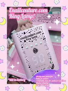 King Lamp  112W Rechargeable UV LED Nail Lamp Faster Wireless Nail Dryer Gel Polish Light 42 Beads & Portable Handle Professional Curing Lamp For Fingernail and Toenail Auto Sensor & Quick Dry Nail Machine