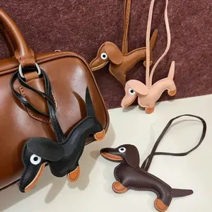 Cute Dachshund Bag Pendant, Leather Puppy Dog Keychain for Women, Creative Rope Pendant Keychain Decor, Charms Bag Ornament