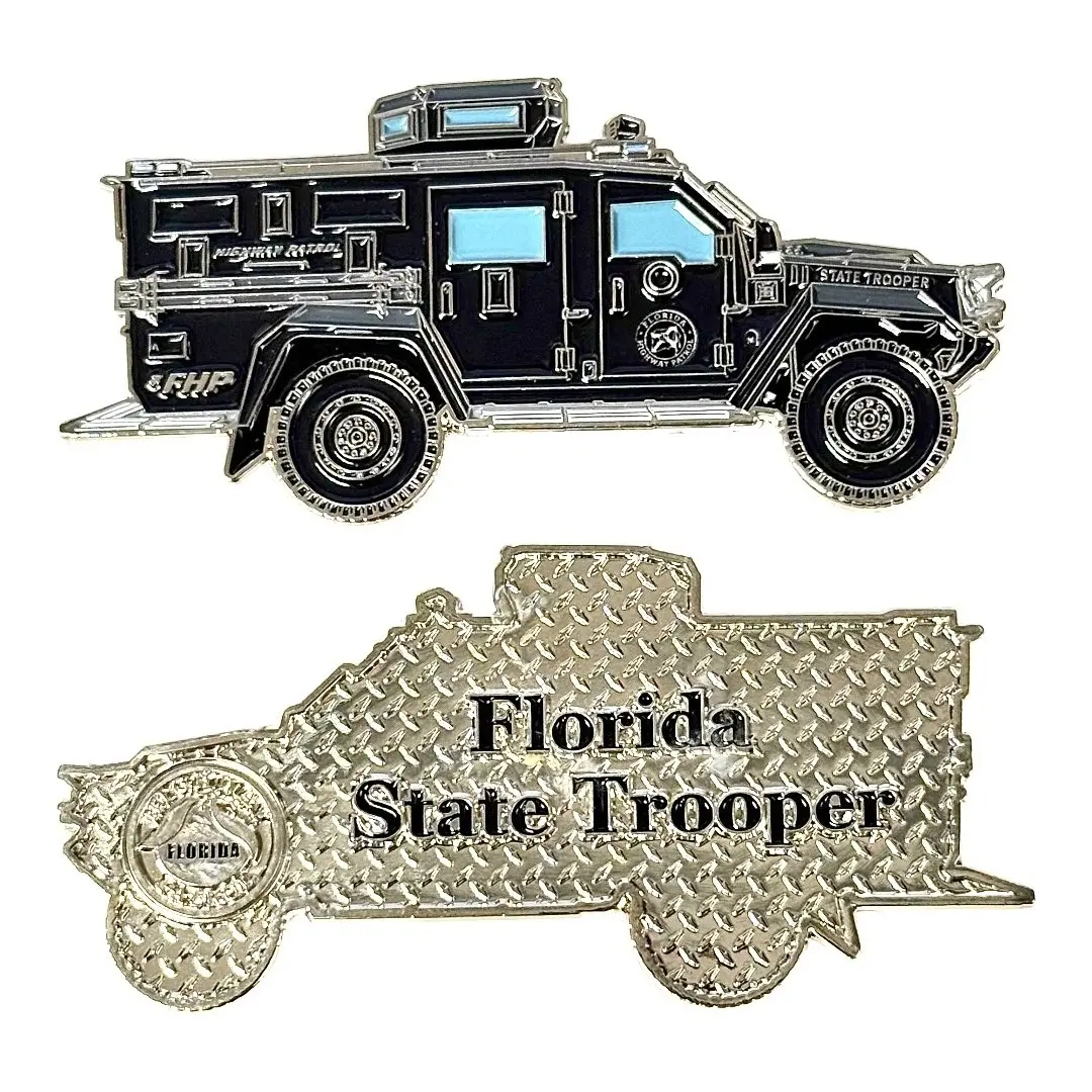 3” State Trooper Bearcat Vehicle Challenge Coin - FHP Police Law Enforcement Display, Mini Gift for Collectors