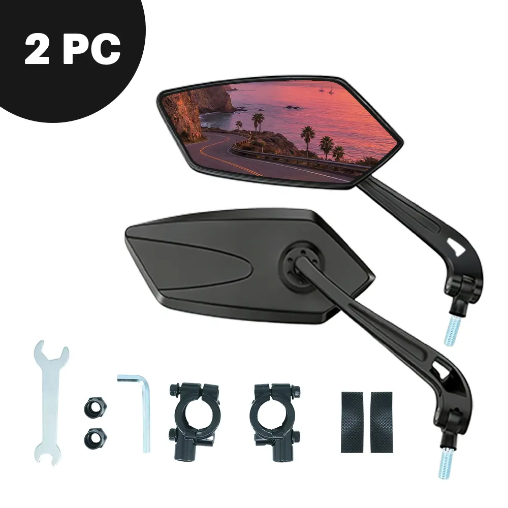 1 Pair Bike Rearview Mirrors with Handlebar Clamp - 360° Full Adjustment HD Wide-Angle, Foldable Scratch-Resistant, High-Speed Stable Easy-to-Install Ebike Accessories for Mountain Trails Biking, Road Bikes, Motorcycles