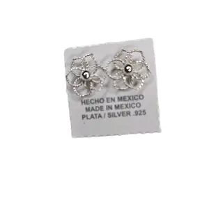 Handcrafted Silver .925 Flower Earrings - Made in Mexico - Small Floral Design - Hecho En Mexico