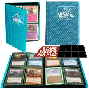 Monster Binder - 4 Pocket Trading Card Album - Holofoil Aqua Blue- Holds 160 Cards
