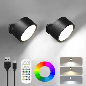 RGB Magnetic Wall Sconces Indoor, Wireless Detachable Rotatable Color Changing Wall Lighting, for Living Room Hallway Bedroom Bathroom