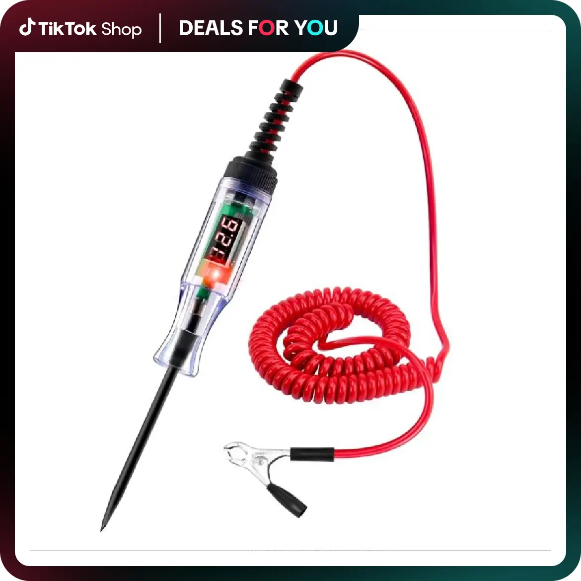 Automotive 5V-90V Digital LED Circuit Tester, Bidirectional Light Tester, Electrical Voltage Tester with Extended Spring Wire, dealsforyoudays