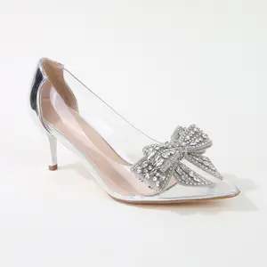 Nala Clear Heels with Oversized Crystal Bow