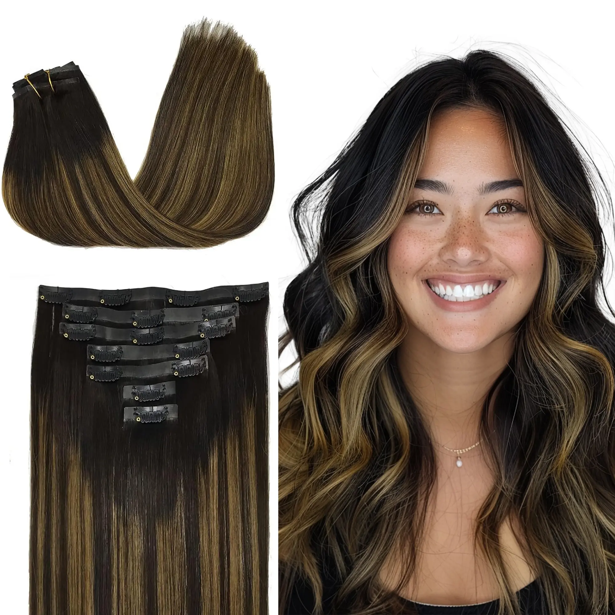 #1b/6/1b Balayage Natural Black to Chestnut Brown