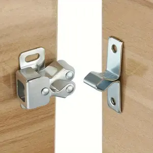 4sets, Cabinet Lock Double Roller Catch Buckle Hardware, Suitable For Cabinet, Wardrobe, Door Lock And Buckle, Vintage Style Cabinet Door Roller Catch Latch Cabinet Door Accessories