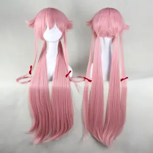 Anime he Future Diary Gasai Yuno Wig for Cosplay Pink Costume Wig long ponytai Halloween Synthetic Hair Party Wigs