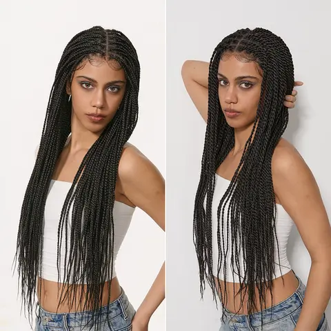 Frodio Veralux™ Fiber Full Lace Braided Wig with 3-Strand Braids & 2-Strand Braids Glueless, Pre-Baby Hair, Flexible Parting#SohoChic